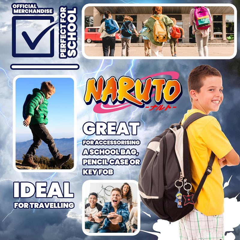 Naruto Wallet and 4 Keyrings or 6 Keychain Set for Boys Girls Trifold Wallet Zippered Coin Pocket Anime Gift for Kids - Image 4